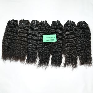 Indien brut pour les femmes noires machine double trame cheveux couleur noire naturelle faisceaux bouclés temple extensions de cheveux humains - Product Image 6