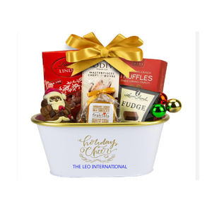 Cesta de regalo moderna de forma redonda, cesta de metal de lujo de alta calidad a bajo precio, paquete de regalo de chocolate para boda - Product Image 4