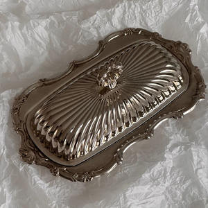 Eco-Friendly Aluminum Modern <b>Tabletop</b> Decorative Butter Dishes Shining <b>Mirror</b> Polished Non-Toxic Plate Top - Product Image 2