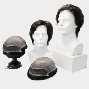 <b>Men</b> Hair Prosthesis Male System Invisible Natural Hairline Silk Base Black Straight Human Hair <b>Men</b> <b>Wig</b> Toupee for <b>Men</b> - Product Image 3