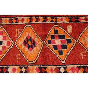Vintage Turkish <b>Rug</b>, <b>Runner</b> 3x12.1 ft (91x370 cm) <b>Rug</b>, Orange Moroccan Wool <b>Rug</b> - Product Image 4