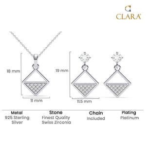 Juego de Joyería Fina para Novia, Modelo Silver Zeta Square, con Circonita, Perla y Diamante, Diseño Geométrico, Estilo Moderno, para Bodas, Fiestas y Regalos - Product Image 5