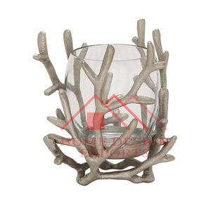 Bougeoir en verre décoratif de table avec base en métal noir fini 2025 pour bougie votive et pot à bougie - Product Image 6