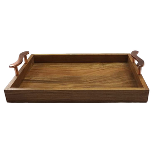 Bandeja de madera rectangular única del exportador del fabricante indio, diseño moderno, precio bajo, manijas de bandeja para servir para decoración del hogar, gran oferta - Product Image 1