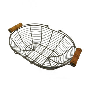 Deluxe Quality Metal Wire <b>Egg</b> <b>Basket</b> Wire <b>Basket</b> With Wooden Handle Country Vintage Style Storage <b>Basket</b> For Kitchen Container - Product Image 1