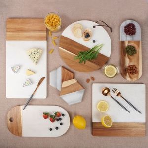 Bandeja de mármol para servir, tabla de queso, tabla de charcutería de madera, tabla de cortar de mármol, vajilla de cocina hecha a mano, vajilla de lujo - Product Image 3