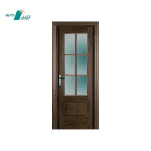 Kualitas tinggi kayu Spanyol tradisional pintu internal veneer kayu ek mengangkat dan garis pintu panel