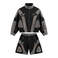 Ensemble survêtement homme coupe oversize en nylon uni avec logo personnalisé, veste coupe-vent vintage et pantalon 2-en-1, écologique