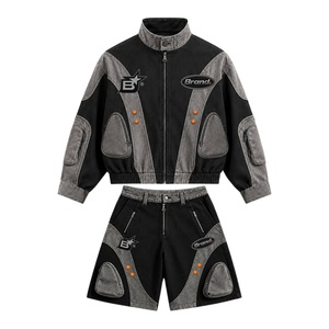 Custom Logo Hooded Oversized Nylon Plain Sets Vintage Windproof <b>Jacket</b> Pants 2 in 1 Design Eco-Friendly Tracksuit <b>Men</b> - Product Image 2