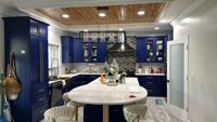 Service complet de personnalisation de toute la maison : Cuisine modulaire RTA moderne en contreplaqué, élégance bleue, Robinet, Coulisses de tiroir, Charnières, Tiroirs
