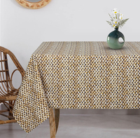 Nappe de table indienne 100% coton beige avec motif tissé 150x220 cm impression 210gsm 100% coton