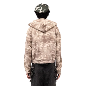 Sudadera de Camuflaje para Hombre, Cierre Completo, Estilo Corto, Lavado Ácido, Ropa Urbana Informal, Manga Larga con Bolsillo, Sudadera con Capucha Moderna - Product Image 2