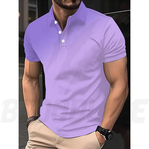Camisa de Manga Corta para Hombre Bloodline, Color Sólido, Tejido de Algodón, Transpirable, de Secado Rápido, Corte Regular Formal, Marrón - Product Image 6