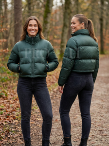 Veste courte matelassée en duvet brillant pour femmes grande taille, vente en gros, personnalisée, légère, respirante, style tendance - Product Image 3