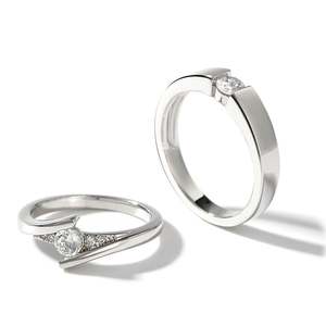 Jeulia Sterling Silver Simple Round Solitaire <b>Couple</b> Ring Set for Anniversary - Product Image 2