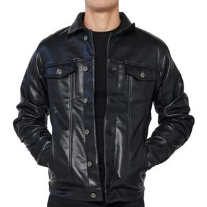 High Street Fashion Winter Outwear Faux cuir Skinny Top vestes de moto pour hommes Geniun cuir veste noire - Product Image 3