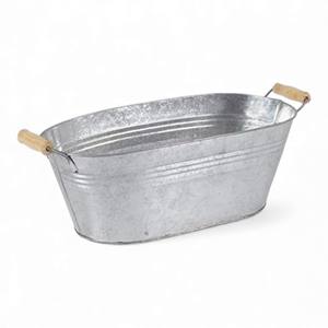 Maceta Ovalada de Metal Galvanizado con Asas Laterales, Estilo Rústico, para Decoración de Interiores del Hogar - Product Image 5