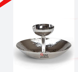 Tazón de servicio de chips y DIP de bocadillos de metal con acabado plateado de aspecto real para restaurante de hotel - Product Image 2