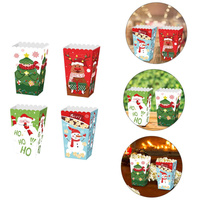 Boîtes à pop-corn de noël bonhomme de neige père noël elfe papier fête boîtes de faveur pour noël vacances pop-corn Cookie Goodie cadeau décor