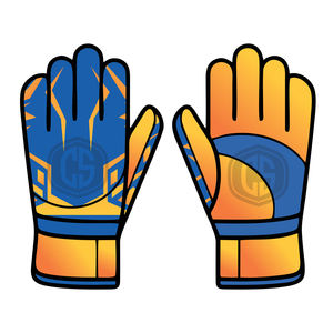 Blue and Orange Negative Cut Goalkeeper <b>Gloves</b> with 3D <b>Silicone</b> Injected Punch Zone Design and High-Grip Latex Palm - Product Image 1