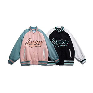 Blouson de baseball d'hiver personnalisé pour homme, avec patch brodé conçu en usine, col montant, boutons, non-tissé, écologique, style urbain tendance - Product Image 5