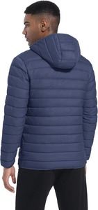 Veste matelassée légère pour homme bleu gris avec capuche Veste coupe-vent isolée Doublure matelassée Veste d'hiver pour l'extérieur - Product Image 6