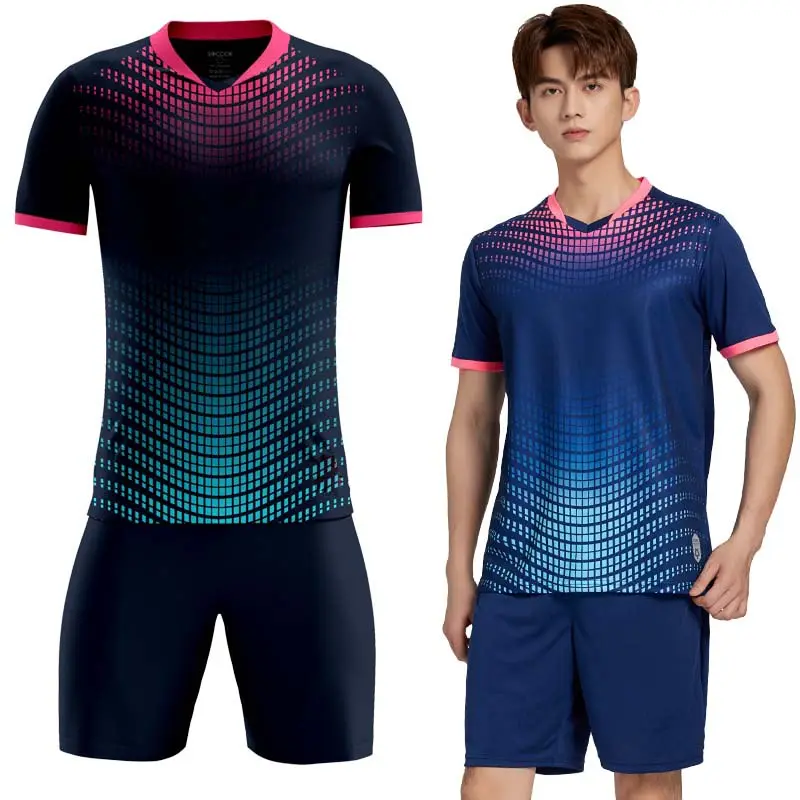 Camiseta de fútbol barata de alta calidad, uniforme de fútbol de club de poliéster 100%, uniforme de fútbol de liga para conjuntos de ropa de fútbol de EE. UU. Y Europa