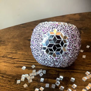 Custom Colored Glass <b>Candle</b> Votive Scented T-light Holder With Mosaic Finishing for Night <b>Dinner</b> Party Table Decor Design - Product Image 1