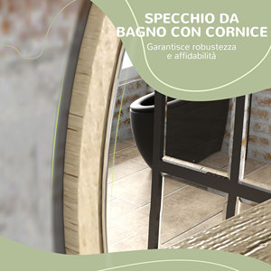 Espejo de baño redondo kleankin en aglomerado y cristal con estante de almacenamiento y 2 ganchos traseros, Ø 45x10 cm - Product Image 5