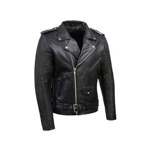 Vestes en cuir Nouvelle mode Veste en cuir zippée pour homme / Veste de moto pour homme Veste en cuir véritable Toile de fond - Product Image 6