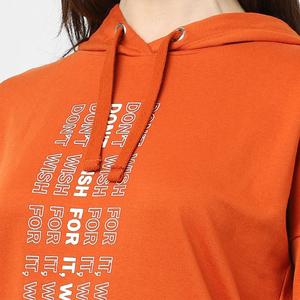 Pulls à capuche pour femmes tendance, chauds pour l'hiver, en coton tricoté, vêtements de rue, logo imprimé sur le devant, vêtements longs - Product Image 6