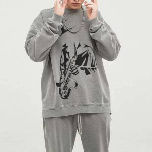 Nouveauté, vêtements de jogging d'entraînement pour hommes, survêtements personnalisés, 100% coton, lavage à l'acide, imprimé, ensemble de sweat-shirts de rue, salle de sport, fitness, adultes - Product Image 3