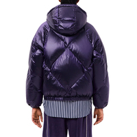 Damen Casual Warme Winterjacke Übergroße Gesteppte Daunenjacke mit Kapuze Glänzender Taft Gefüllte Puffärmel Wasserabweisend Kurz
