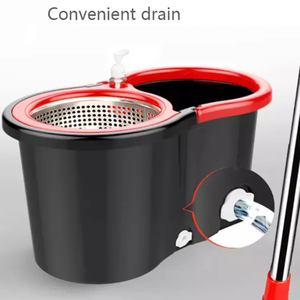 Outils de nettoyage ménager : Seau à serpillière en microfibre avec serpillière plate rotative à 360 degrés et panier en plastique, design ergonomique - Product Image 3