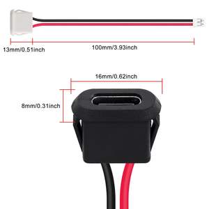 Connecteur étanche USB-C à 2 broches, type C, compression directe, prise femelle à 2 broches, interface de charge avec borne PH2.0 - Product Image 2