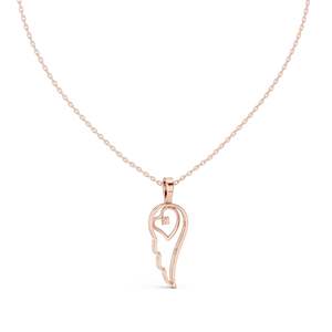 Collier Cœur Aile d'Ange en Diamant de Laboratoire 0,045 CT VVS-VS EF, Taille Ronde Brillante, Or 18 carats, 14 carats Jaune, Rose, Blanc - Product Image 4