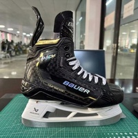 Patins à glace OEM Bau en carbone haute dureté, design ligne dorée, lame en acier inoxydable durable, légers, sérigraphiés