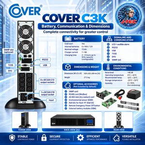 UPS Monofásico de 3KVA 3000W con Baterías, Doble Conversión, Tipo Rack/Torre SAI ONLINE - Product Image 2