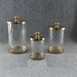 ชุดกระป๋องแก้วกล่องโชว์ขนมตกแต่งห้องครัวในบ้านพร้อมฝาโลหะชุดกระปุกเก็บน้ำตาลและกาแฟดีไซน์ใหม่ - Product Image 2