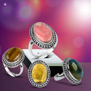 Anillo Ajustable con Incrustaciones de Piedras Preciosas Vintage Chapado en Oro Rosa, Joyería Unisex - Product Image 2