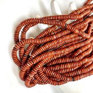 Natural Faceted Rondelle Shape <b>Red</b> Jasper Gemstone <b>Beads</b> 4mm Loose Strands for Jewelry Making and Healing - Product Image 2