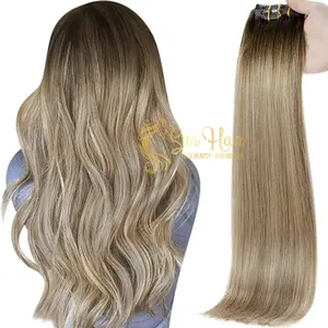 Großhandel Hot Selling Factory Preis Großhandel Clip In 100% Echthaar Extensions Virgin Remy Haar Blonde Haars pange Auf Full Set