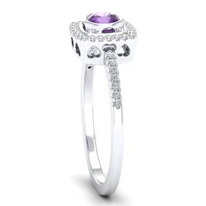 REYES Bague de mariage solitaire en or blanc massif 14 carats de 0.25 carats avec améthyste Bagues en moissanite au prix de gros - Product Image 3