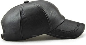 Casquette de golf de camionneur en cuir PU Casquette de baseball en plein air Baseball Snapback Chapeaux vierges Casquettes classiques en cuir noir solide - Product Image 5