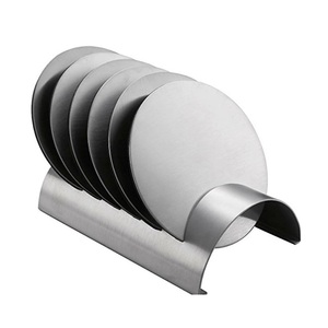 Posavasos Redondos Cromados para Té con Soporte, Juego de 4, con Tamaño y Color Personalizados - Product Image 1