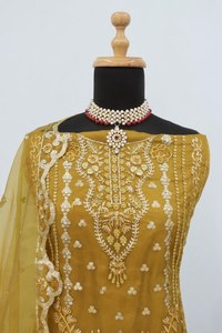 Vestido Anarkali/Salwar Kameez Reversible de Seda Georgette Ligero con Bordado Delantero y Trasero para Mujer/Niña, Ideal para Fiestas - Product Image 6