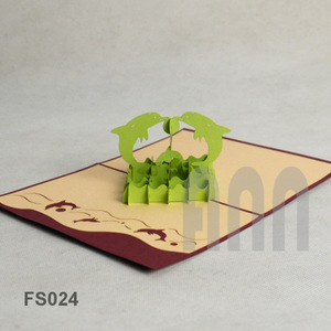 บัตรป๊อปอัปพิมพ์ลายปลาโลมามิตรภาพที่3D จากเวียดนามและเป็นของขวัญสำหรับเป็นของฝากและขอบคุณพิมพ์ลายเวียดนาม - Product Image 1