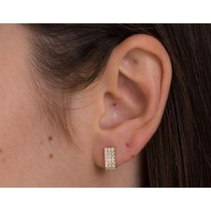 Pendientes redondos de oro amarillo de 14 quilates con diamantes cultivados en laboratorio para boda, pendientes llamativos Huggie con reverso de tornillo, chapados en oro blanco - Product Image 5