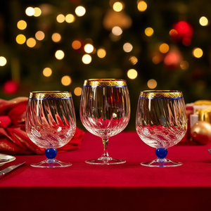 Gold Rimmed PC <b>Wine</b> <b>Goblets</b> Set of 6-Handmade Luxury Christmas Glassware for Hotel Tableware Bulk OEM - Product Image 3