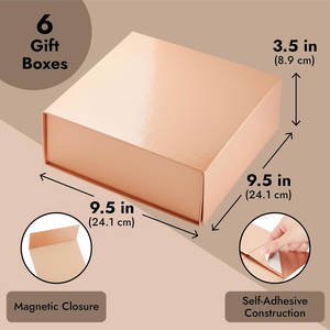 Boîtes de proposition avec couvercle pour garçons d'honneur, demoiselle d'honneur, 9.5x9.5x3.5 pouces carré brillant or rose boîte cadeau magnétique pour les fêtes - Product Image 4